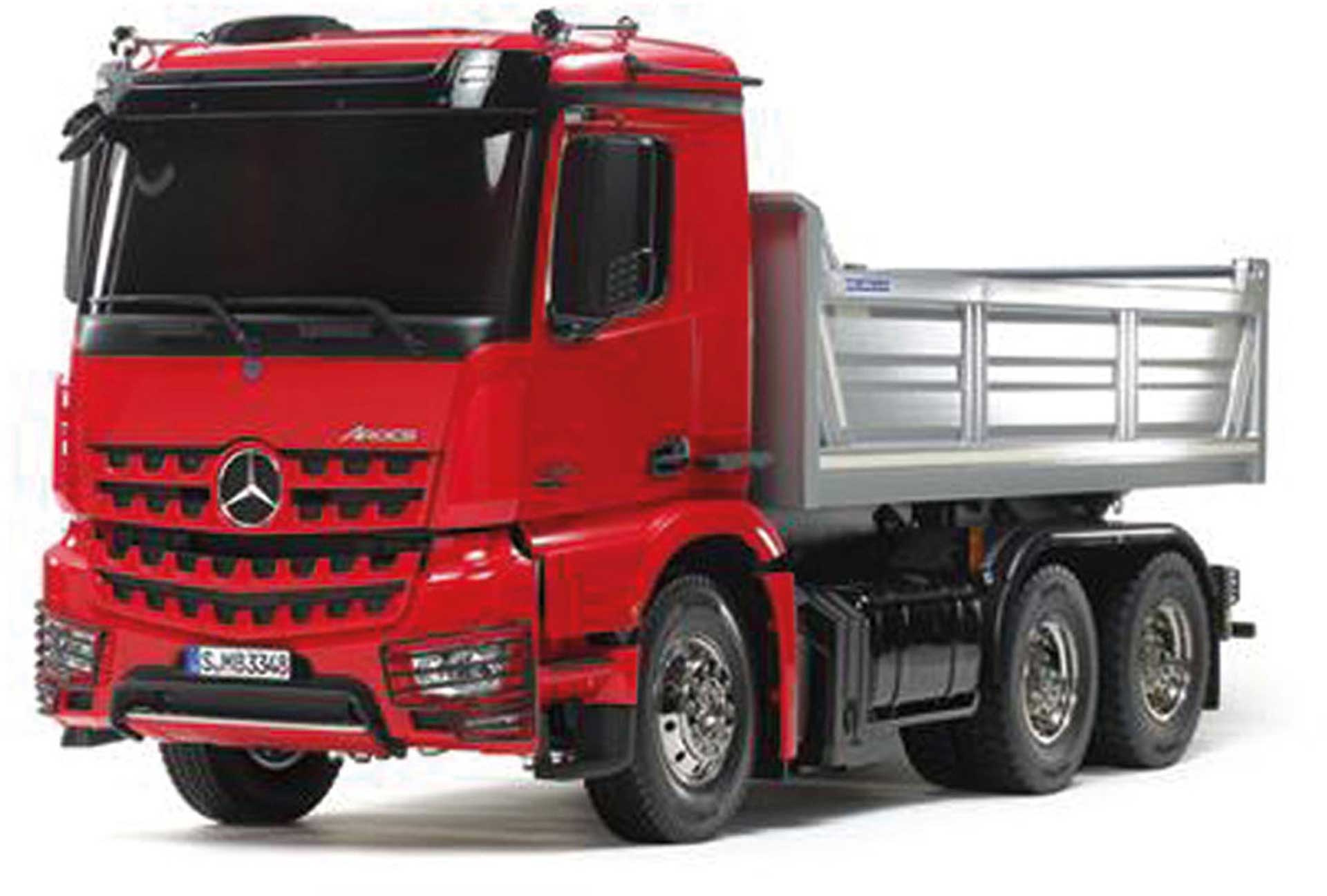 9771551.jpg TAMIYA MB AROCS 3348 ROT/SILBER KIPPER 1/14 EP – Bild 1