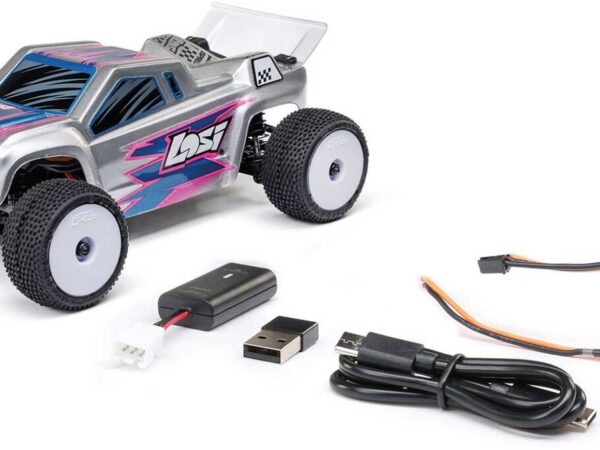LOSI Micro-T 2S 1/28 2WD RTR Stadium Truck (Akku & Ladegerät enthalten), Silber